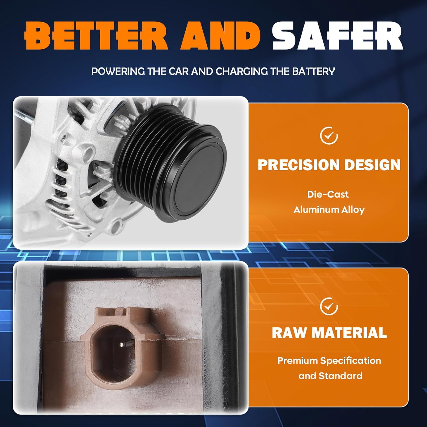 Alternator Replacement New Fit for Honda CR-V 2.4L 2015 2016 2017 2018 2019, for Acura ILX 2.4L 2016-2022, 135Amp 12V CW, Engine L4 7-Groove Pulley, Replace# 104211-3470, 31100-5X6-J01