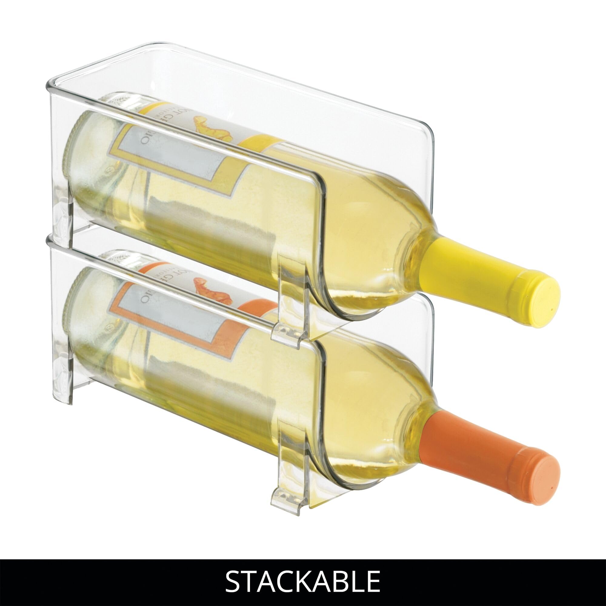 InterDesign iDesign Stapelbarer Flaschenhalter, 4er-Set, transparent | Für Wasser- oder Weinflaschen
