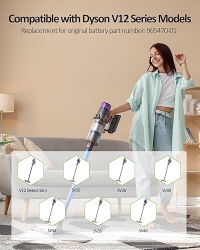 Miniatura 5 de Qwenoer Batería de repuesto V10 de 25.2 V 6.0 Ah para Dyson Cyclone V10 Animal V10 Absolute V10 Fluffy V10 Motorhead V10 Allergy SV12 Aspiradora