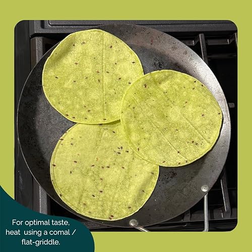 Miniatura 5 de Tortillas bajas en carbohidratos de nopal santo corral sin gluten, aptas para dieta cetogénica, tortilla de maiz con nopal (paquete de 3) verde
