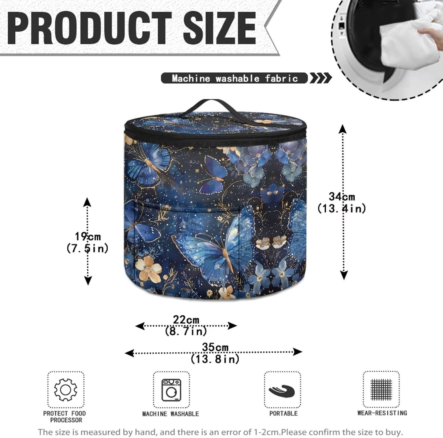 Butterfly Flower Small Appliance Covers Dust Cover Carry Bag for 6 Qt Pressure Cooker Tote Electric Pressure Cooker Cover Carry Bag for Air Fryer Rice Cooker Cover (Enclosed on the Bottom)