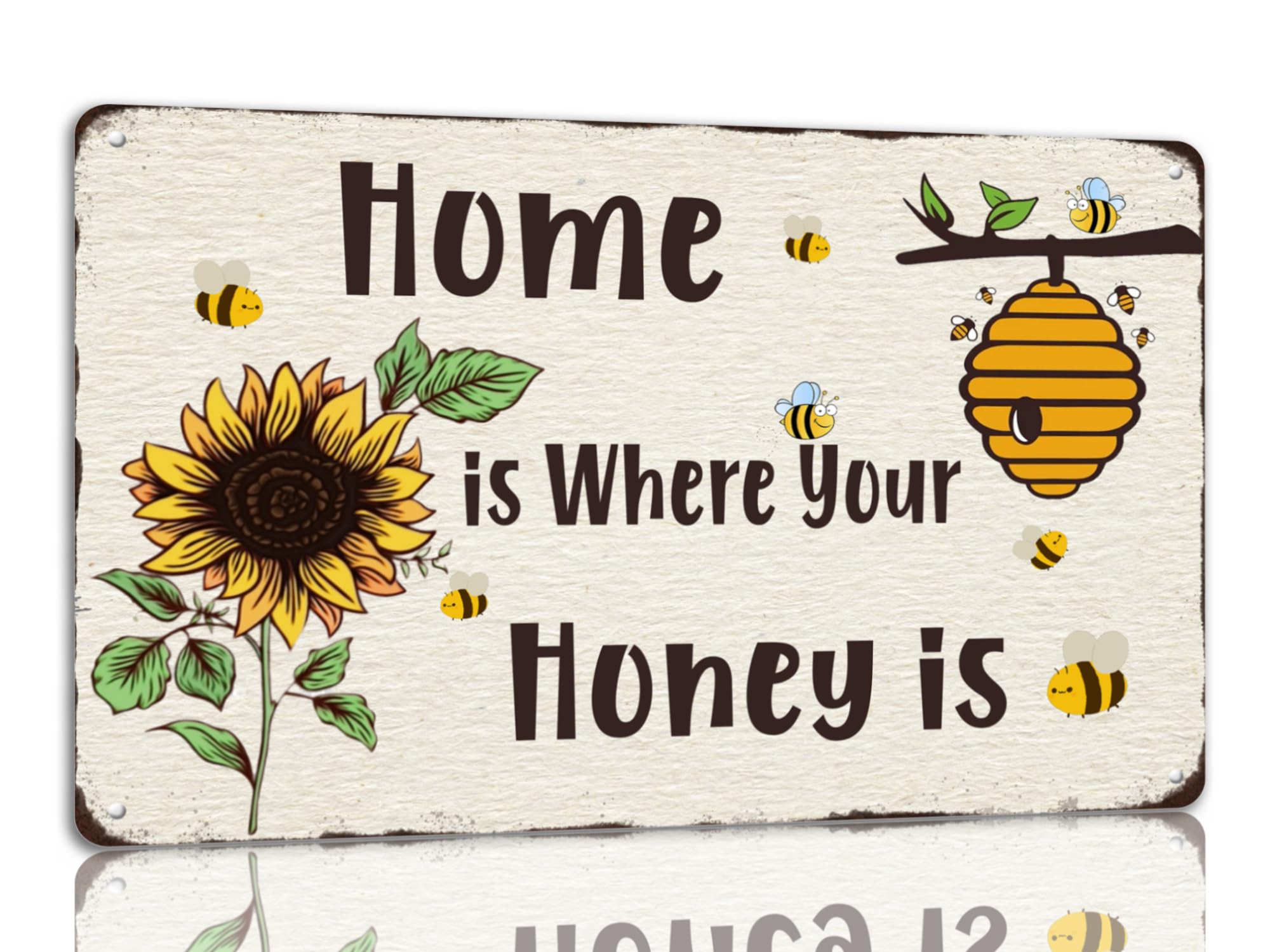 Kwqdozf As Pic Vintage Metal Tin Sign Bee Honey Wall Art For Home Kitchen, 8X12 Inch