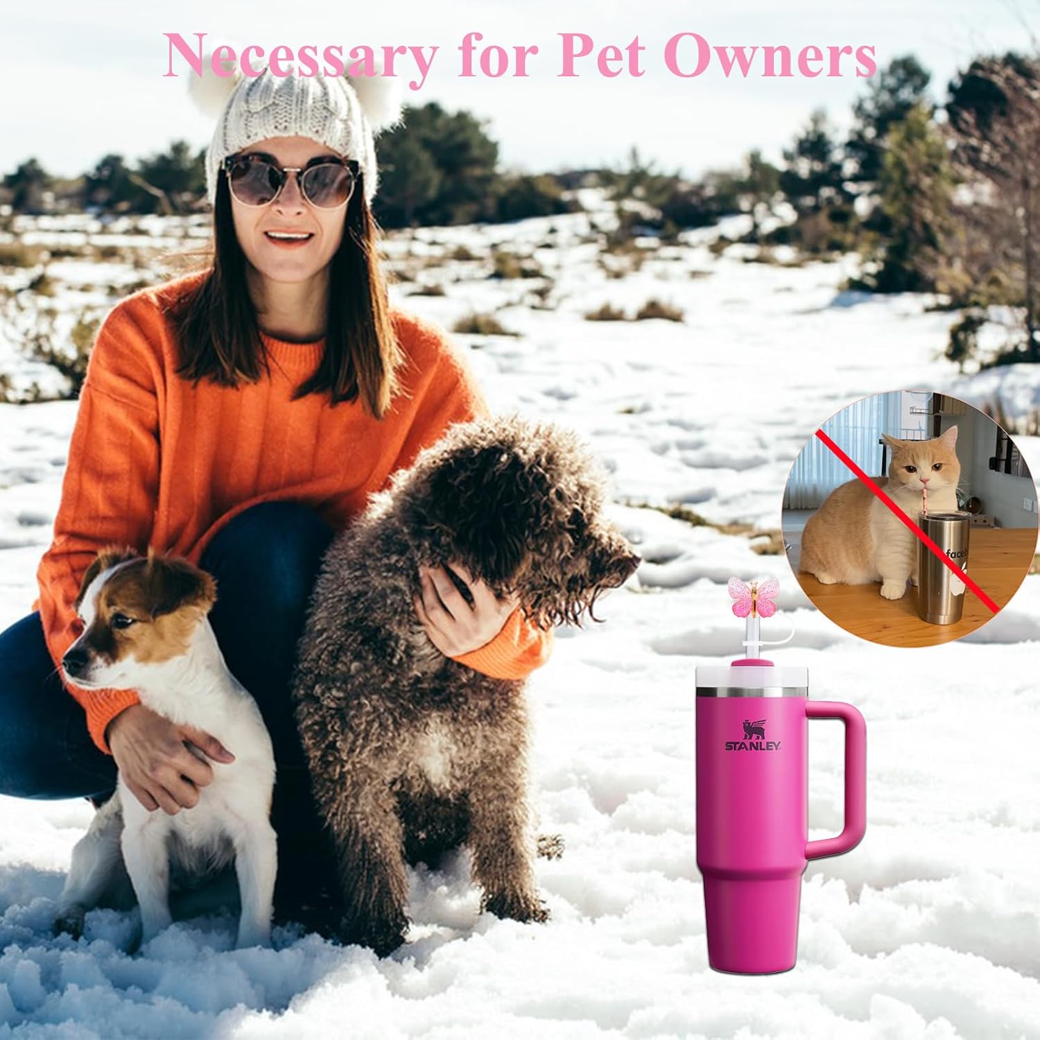 Butterfly Glitter Straw Covers - 4PCs Bling Straw Toppers for Stanley Quencher H2.0 30oz & 40oz Tumblers 10mm Reusable Silicone Accessories for All Ages - Image 3