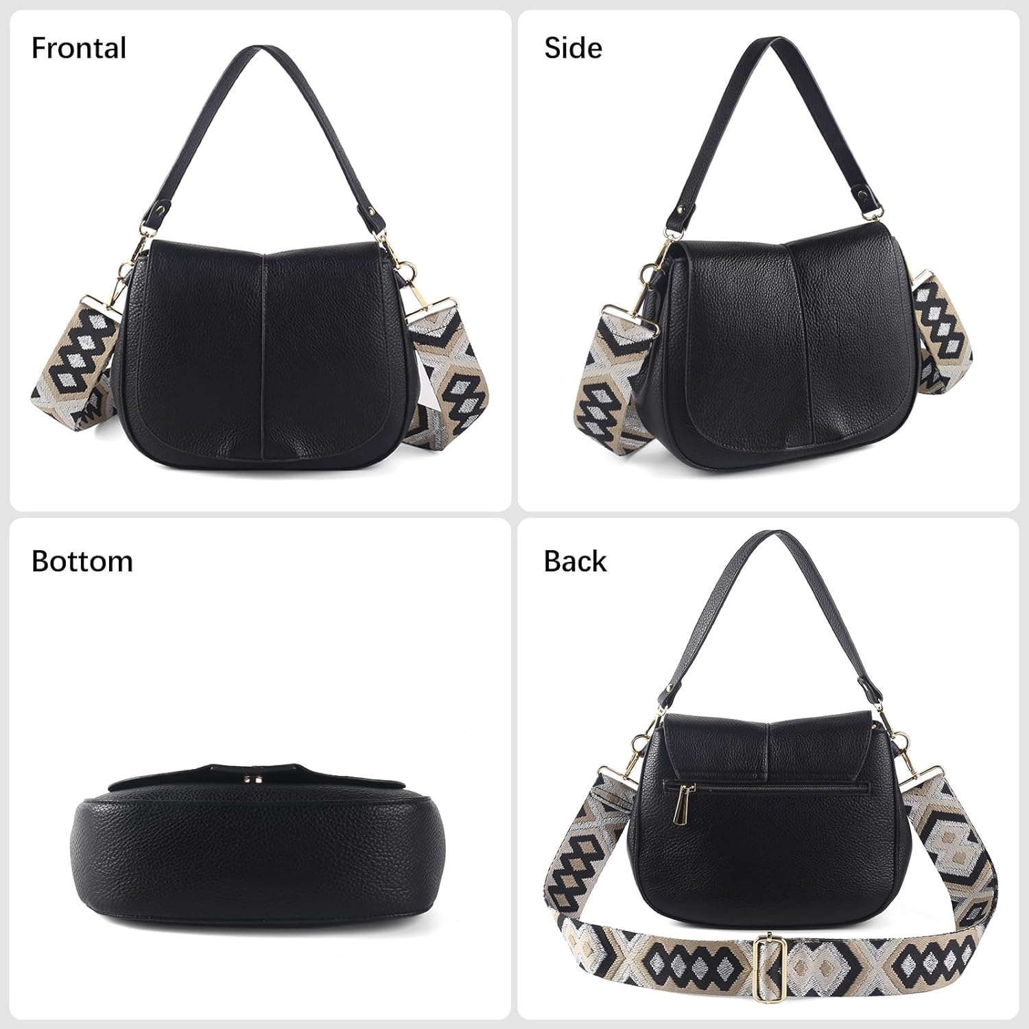 Vegan Leather Hobo Purses, Crossbody Bags for Women, Shoulder Handbags with Wide Strap - Image 6