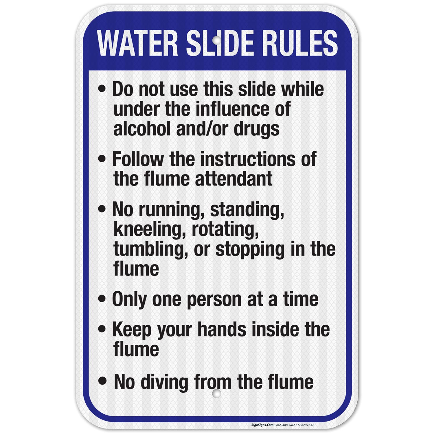 Montana Water Slide Rules Sign, Complies with State of Montana Pool Safety Code, (SI-62091) 24x30 Inches, 55 mil Thick HDPS (high Density polystyrene), Made in USA