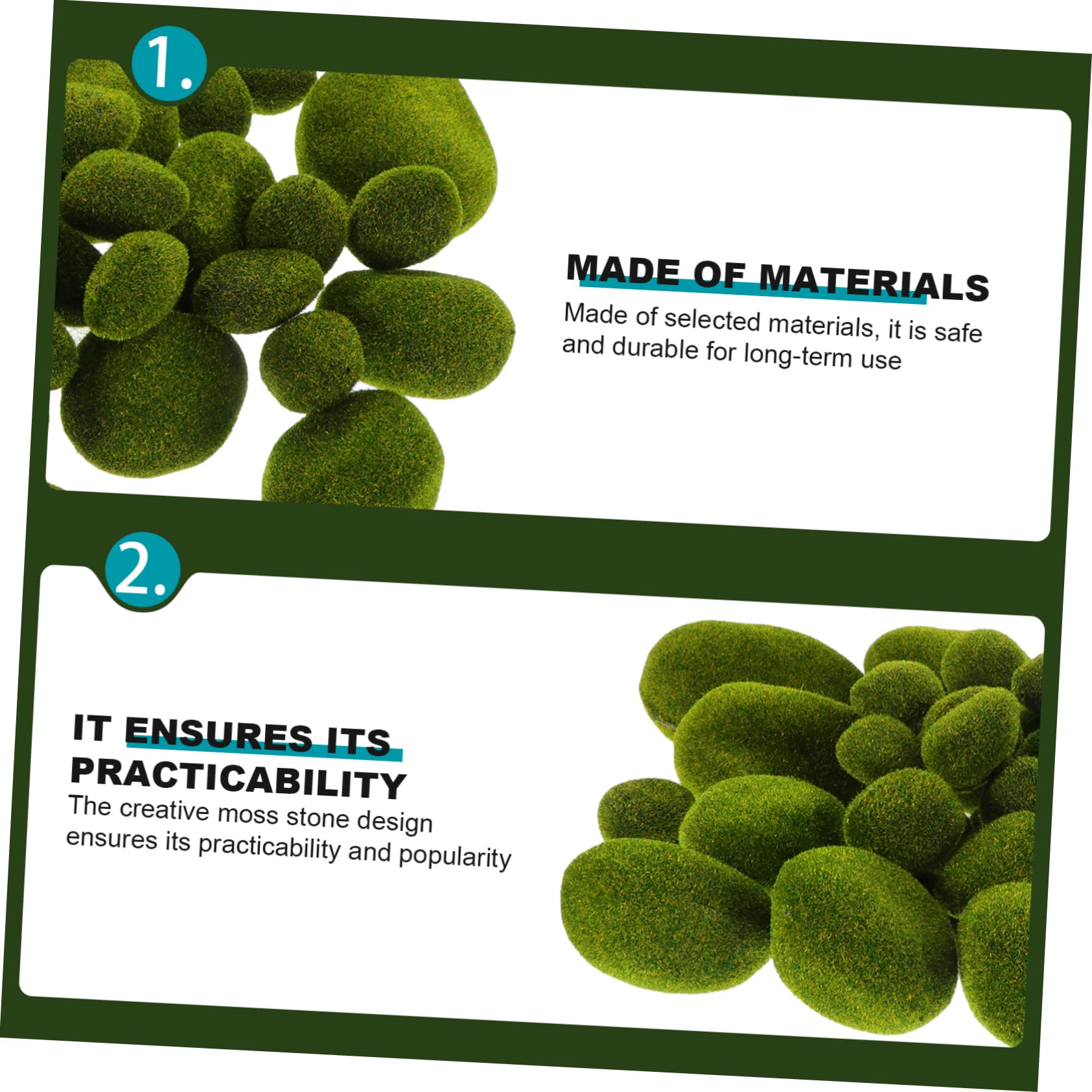 Unomor Simulated Stone Decoration 43pcs Mossy Stone Decor Fake Moss Rock for Garden