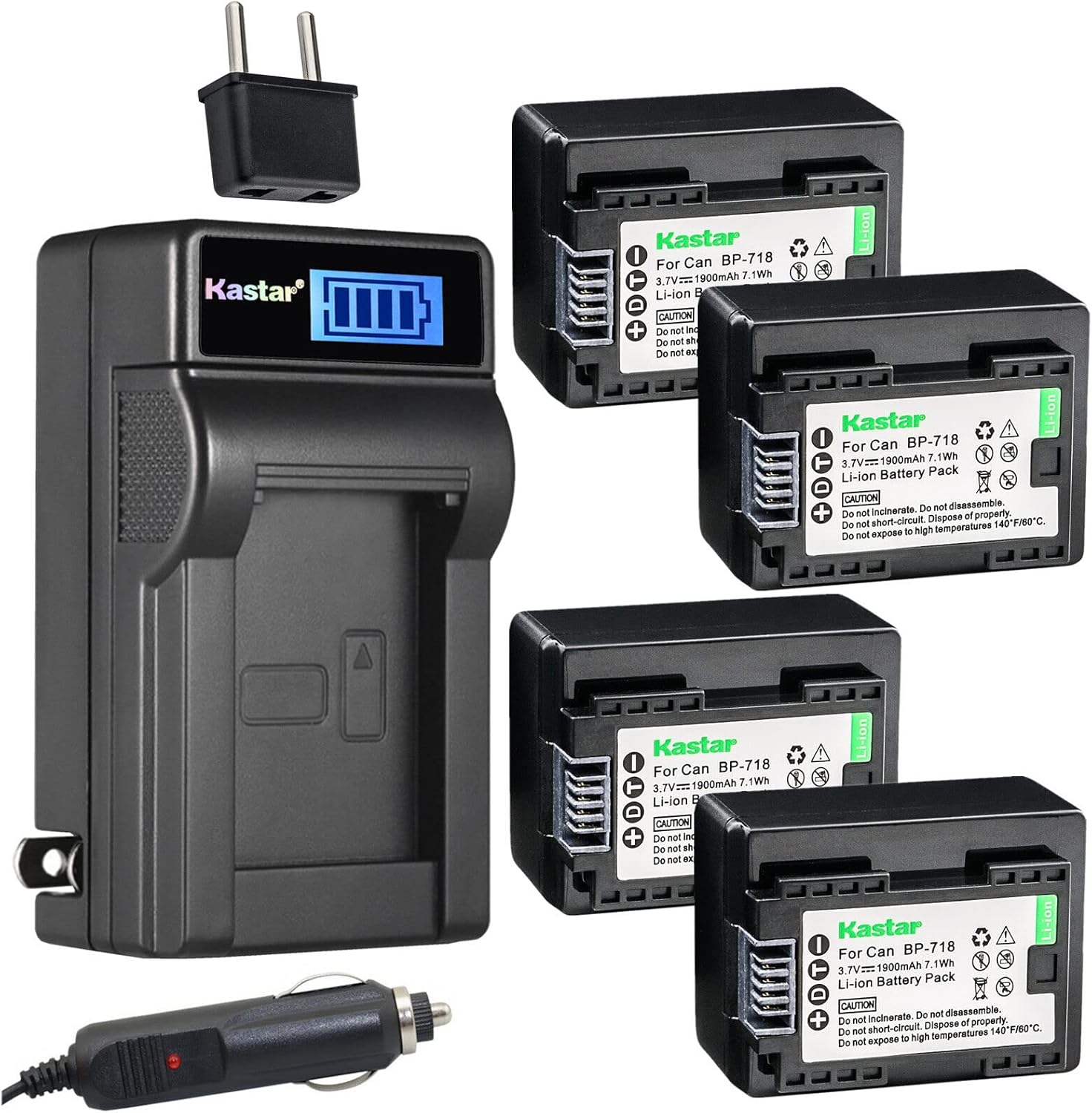 Canon Hf R72 Camcorder Kastar LCD Battery Charger For Canon BP-718