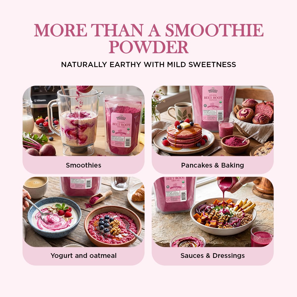 HQOExpress Organic Beetroot Powder - Organic Superfood - Nitric Oxide Booster - Non-GMO - Kosher - Sustainably Grown - 34oz Chef Jar — Amazon image 5
