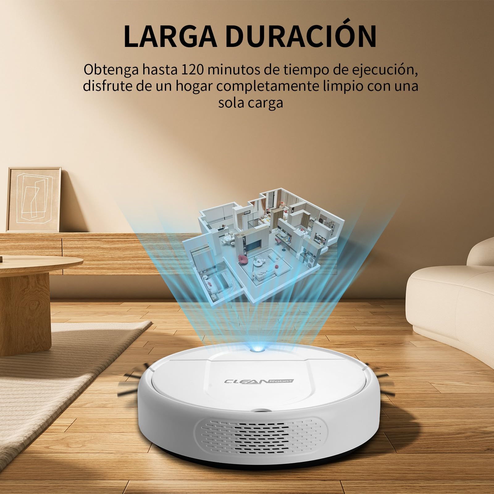 Robot Aspirador Universal e Inteligente, Recargable para una Limpieza Completa en Suelos Duros y Alfombras Ultradelgadas con Pelo de Mascota.