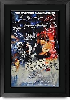 HWC Trading Star Wars - The Empire Strikes Back Movie Poster Cast Signed 16 x 12 inch Framed Gift Printed Autograph Film Print Photo Picture Display - 16" x 12" Framed