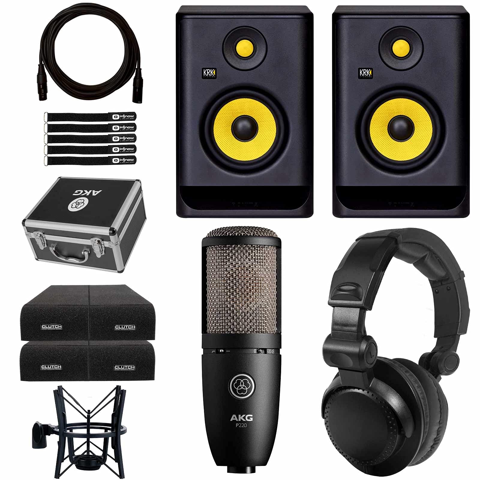 KRK Rokit RP5G4 5" Powered Studio Monitor Speakers Recording Condenser Mic Pack