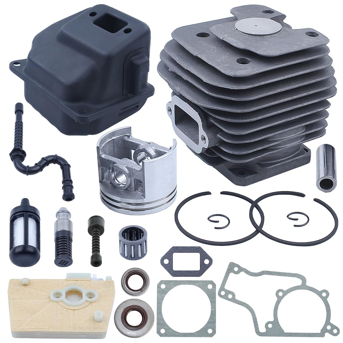 Piezas de Herramientas Kit de pistón de Cilindro de 52mm for Stihl 038 MS380 1119 020 1202 motosierras Gasolina con Filtro de Aire Gsaket silenciador exhaustet