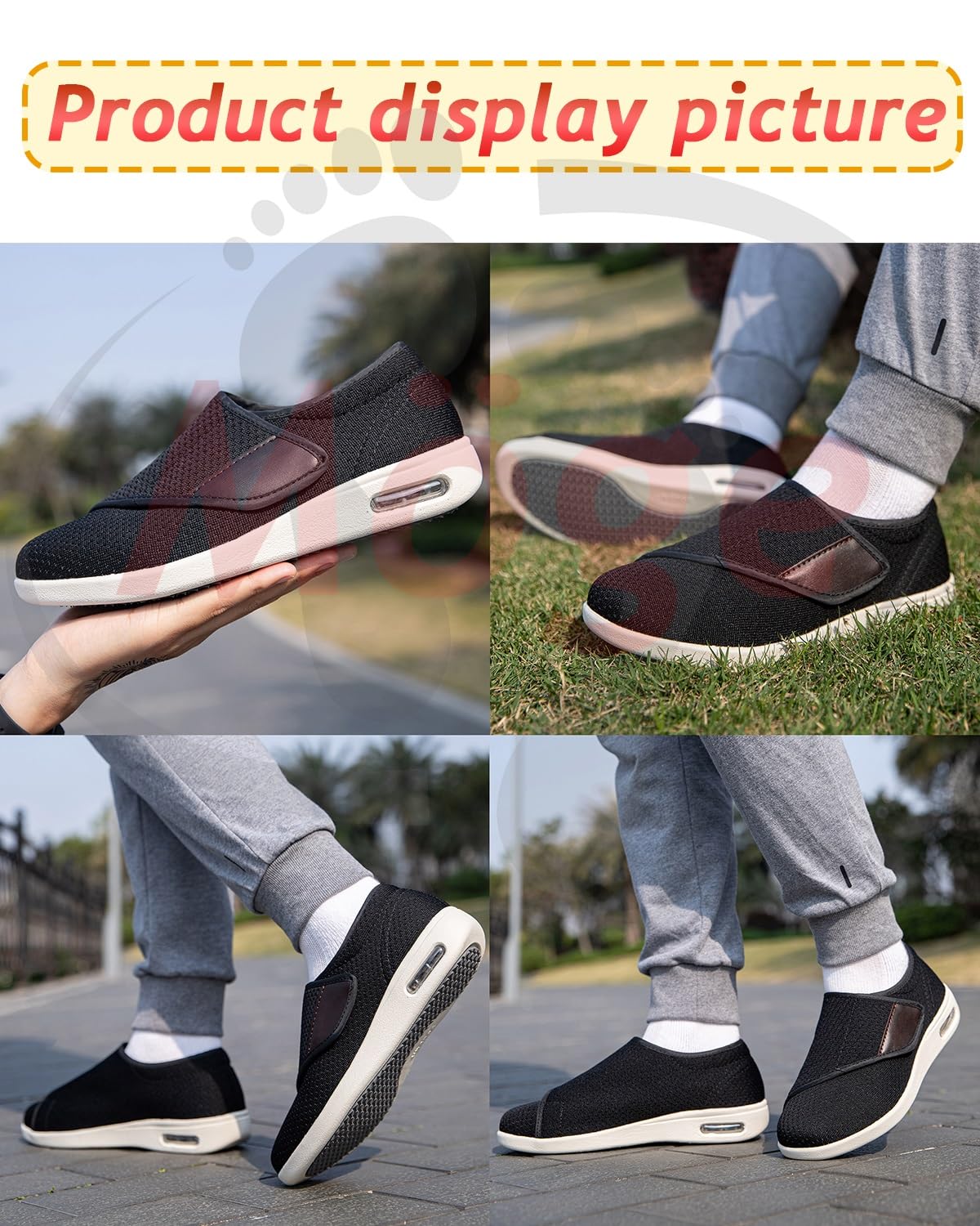 Cómoda Artritis Edema Zapatos hinchados Zapato pie diabético Zapato Madre Regulable engorde y ensanchamiento Zapatos DiabéTicos Respirable Zapatillas