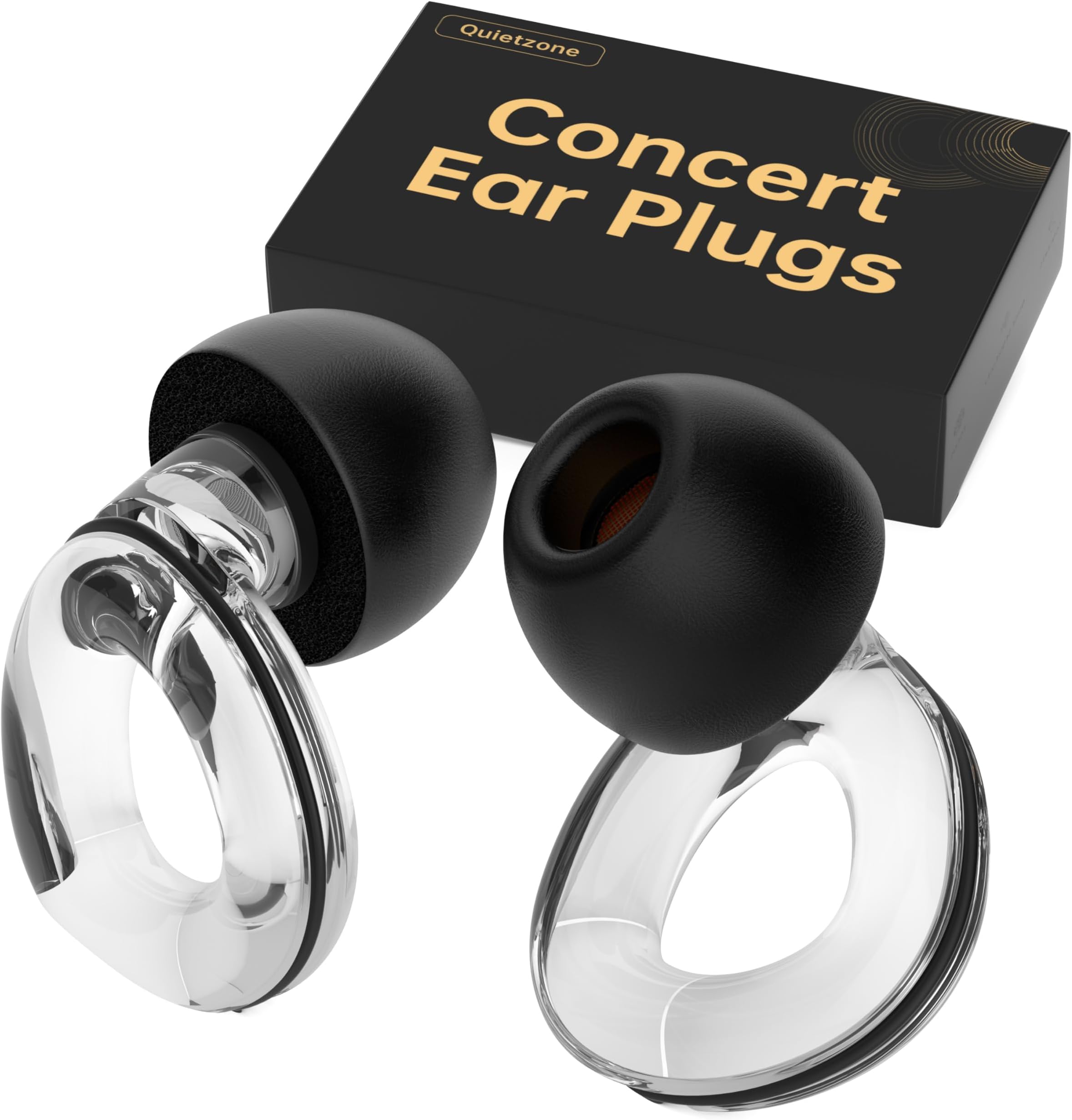 Ear Plugs for Concerts, QuietZone High Fidelity Hearing Protection for Concerts and Musicians, Reusable Silicone Ear Plugs for Work, Sleep, 30 dB Noise Cancelling(Clear)
