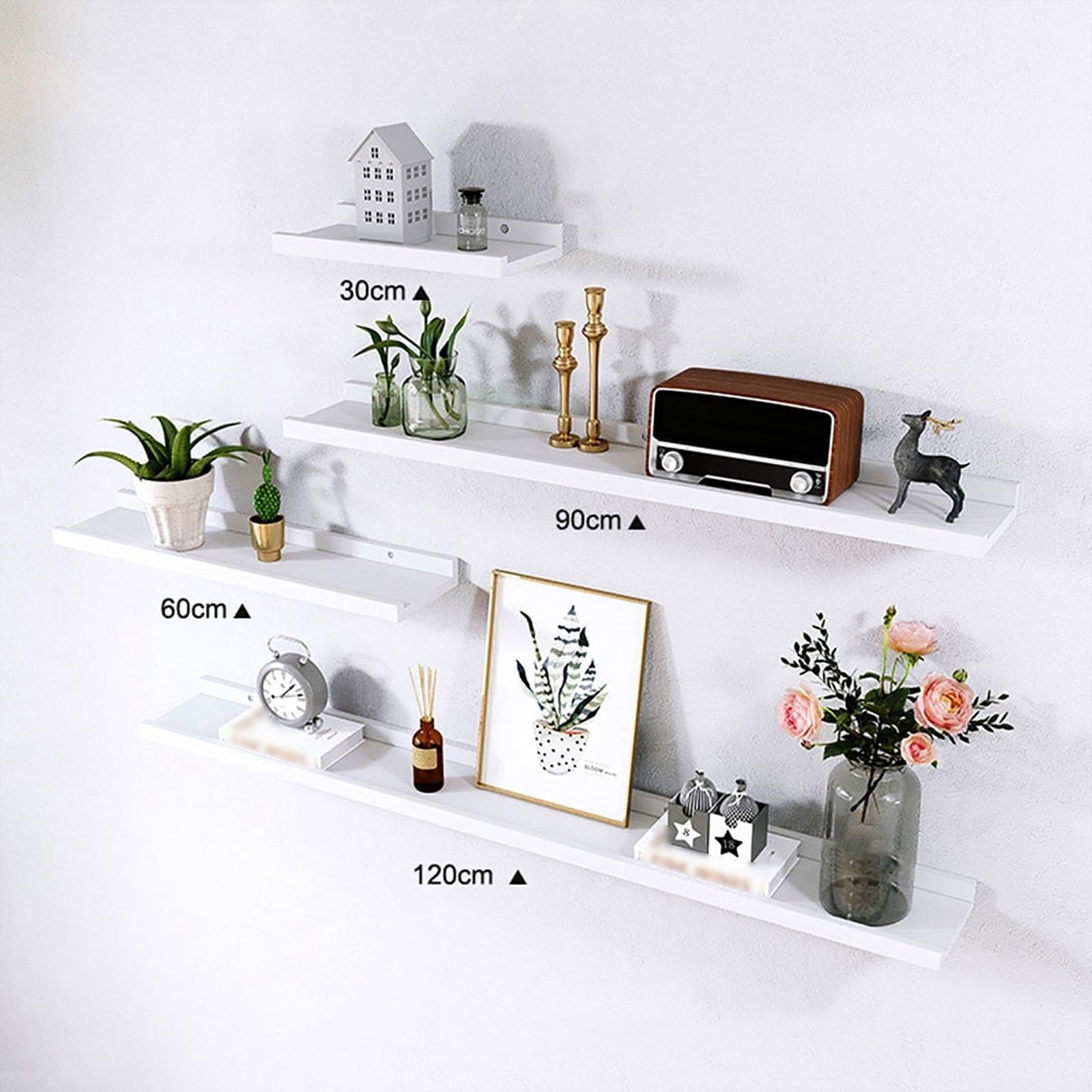 Pływające półki z litego drewna 30/60/90/120 cm – półki ścienne LED do salonu i sypialni przechowywanie sosnowe maksymalne obciążenie 30 kg nowoczesne rozwiązanie do dekoracji domu