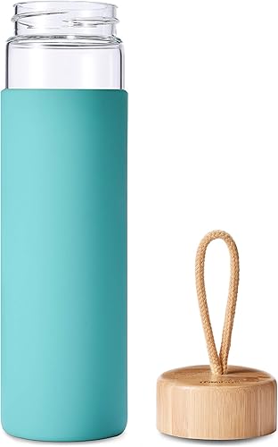 Miniatura 4 de Botellas de agua de vidrio de borosilicato de 20 onzas con funda de silicona, libres de BPA, aptas para lavavajillas - Botellas de vidrio