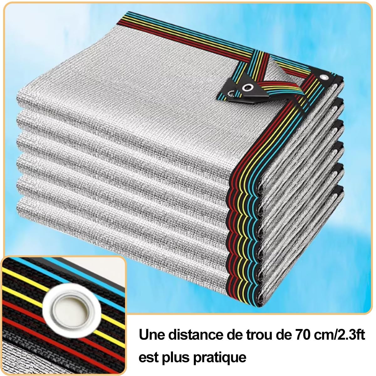 Odblaskowa tkanina dla psa, 3 x 11 m, 99% ochrona przed promieniowaniem UV, do użytku na zewnątrz, z oczkami, pokryty aluminium, siatka z filtrem przeciwsłonecznym, bezpieczna dla zwierząt domowych