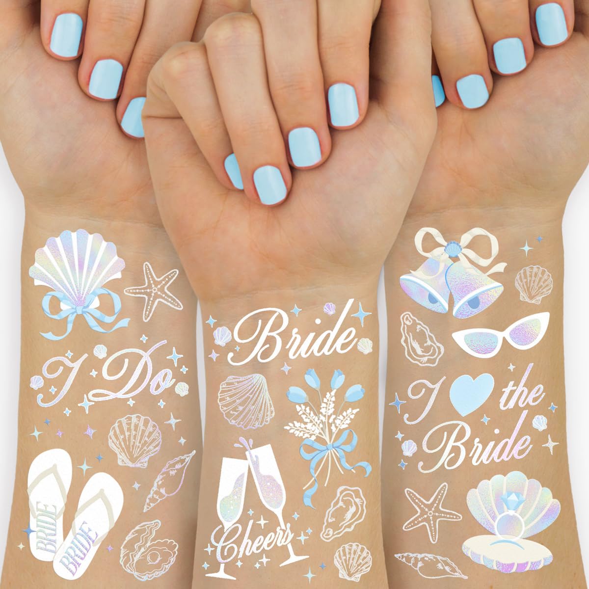 xo, Fetti 54pc Seashells Wedding Bells Temporary Tattoos | Beach Bach Gift