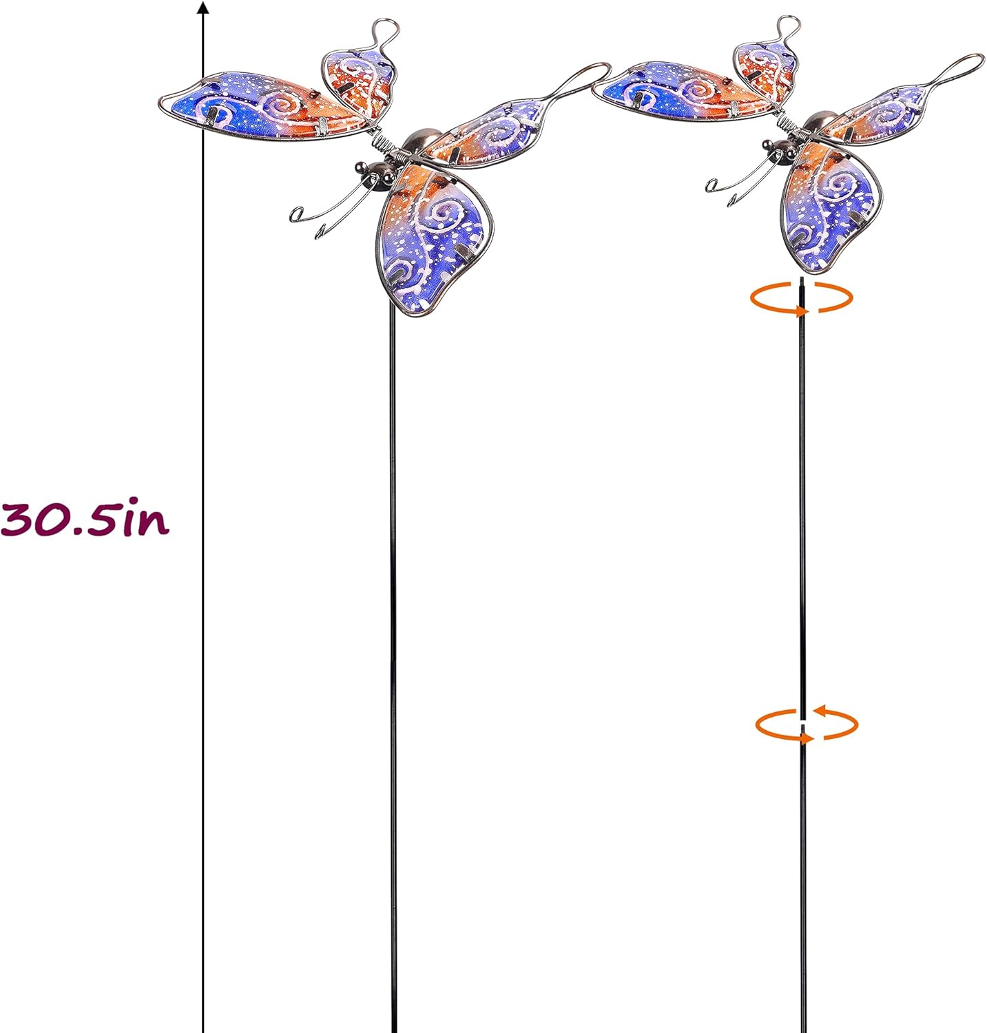 Juegoal Set of 3 Butterfly Garden Stakes Decor, 30 Inch Colorful Butterflies Stake, Glass & Metal Yard Art Ornaments for Mom, Mothers Day Ideal Gifts, Outdoor Lawn Pathway Patio Plant Pot, Flower Bed : Everything Else