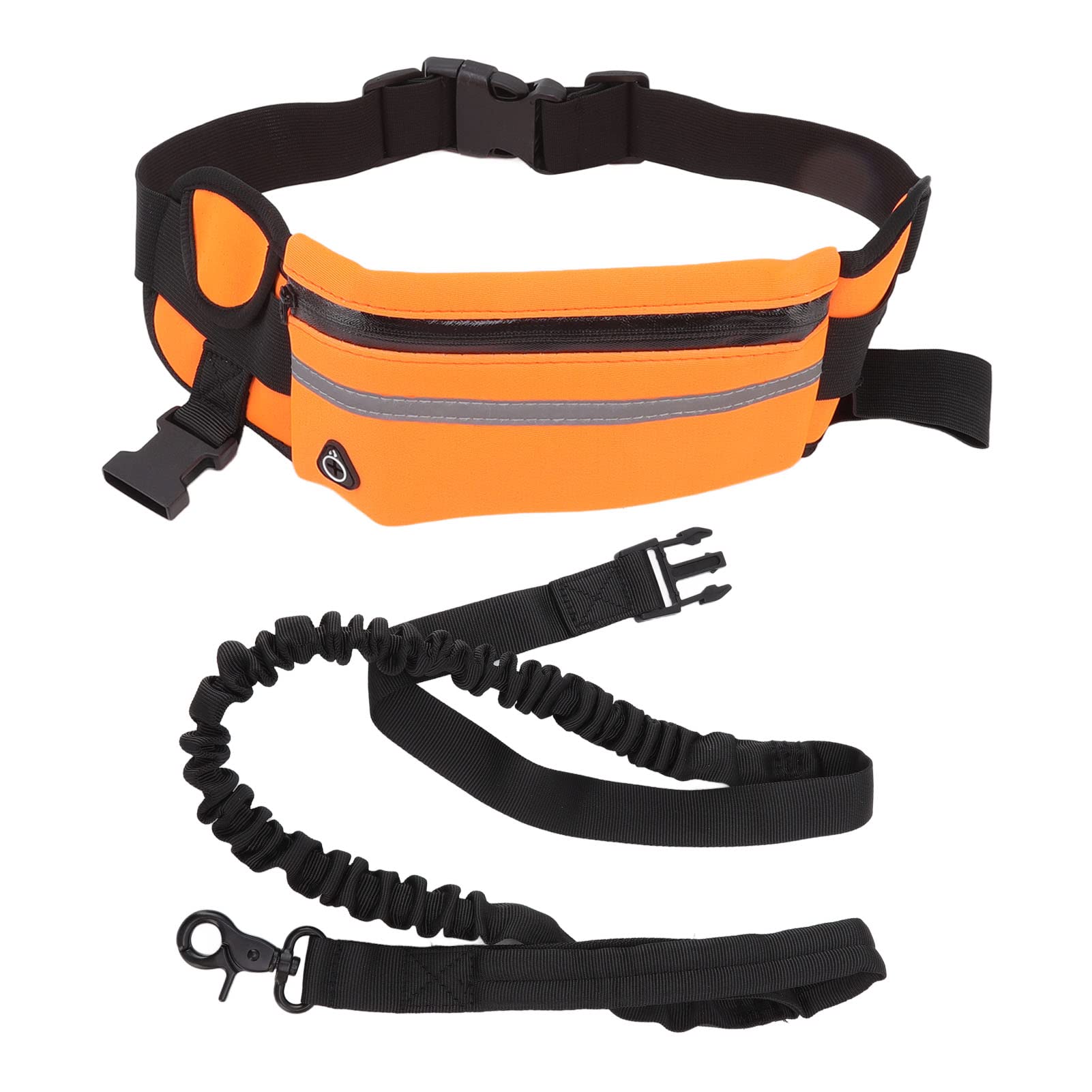 HUAOSN Correa para Perro con Riñonera, Correa para Perro con Cintura, Correa Elástica de Nailon para Correr y Caminar de Noche (Naranja)