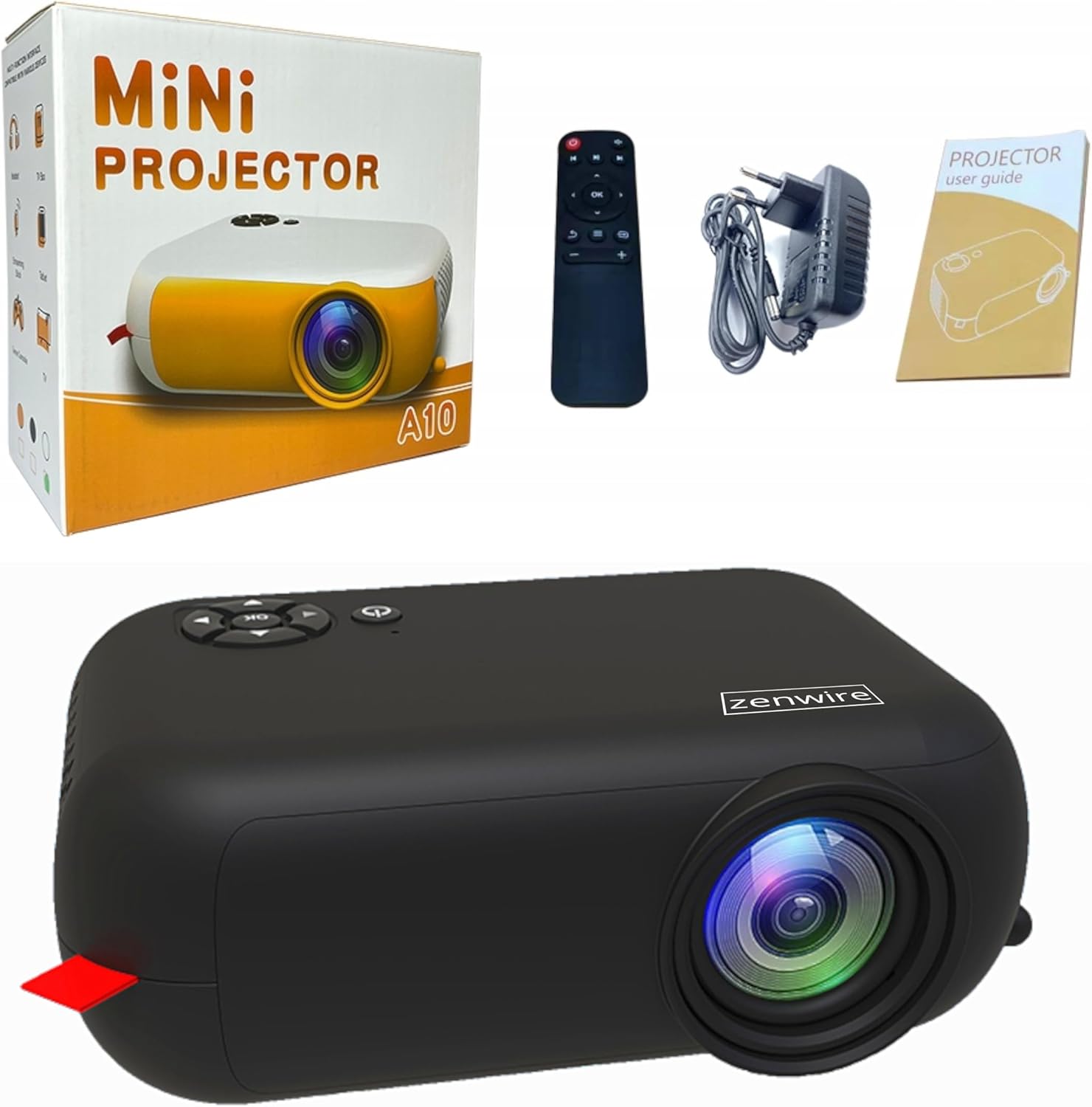 Zenwire A10 Mini Projector package contents