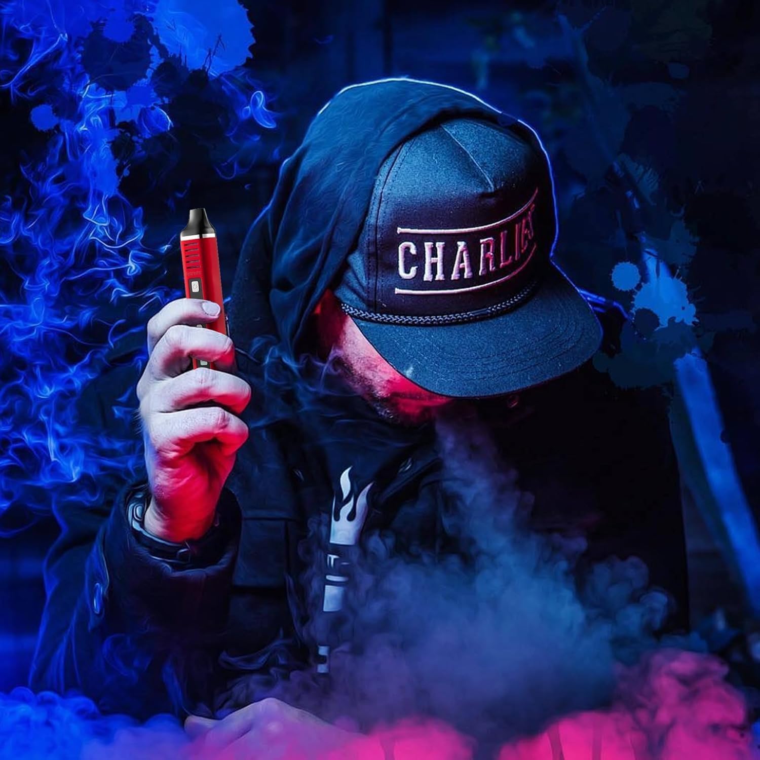 Kräuter Vaporizer 1800mAh Akku – Dry Herb Vaporizer mit Edelstahl-Heizkammer, LCD Display, Einstellbare Temperatur 93–220°C, Tragbarer Kräuter Verdampfer mit Isoliertem Luftweg-Rot