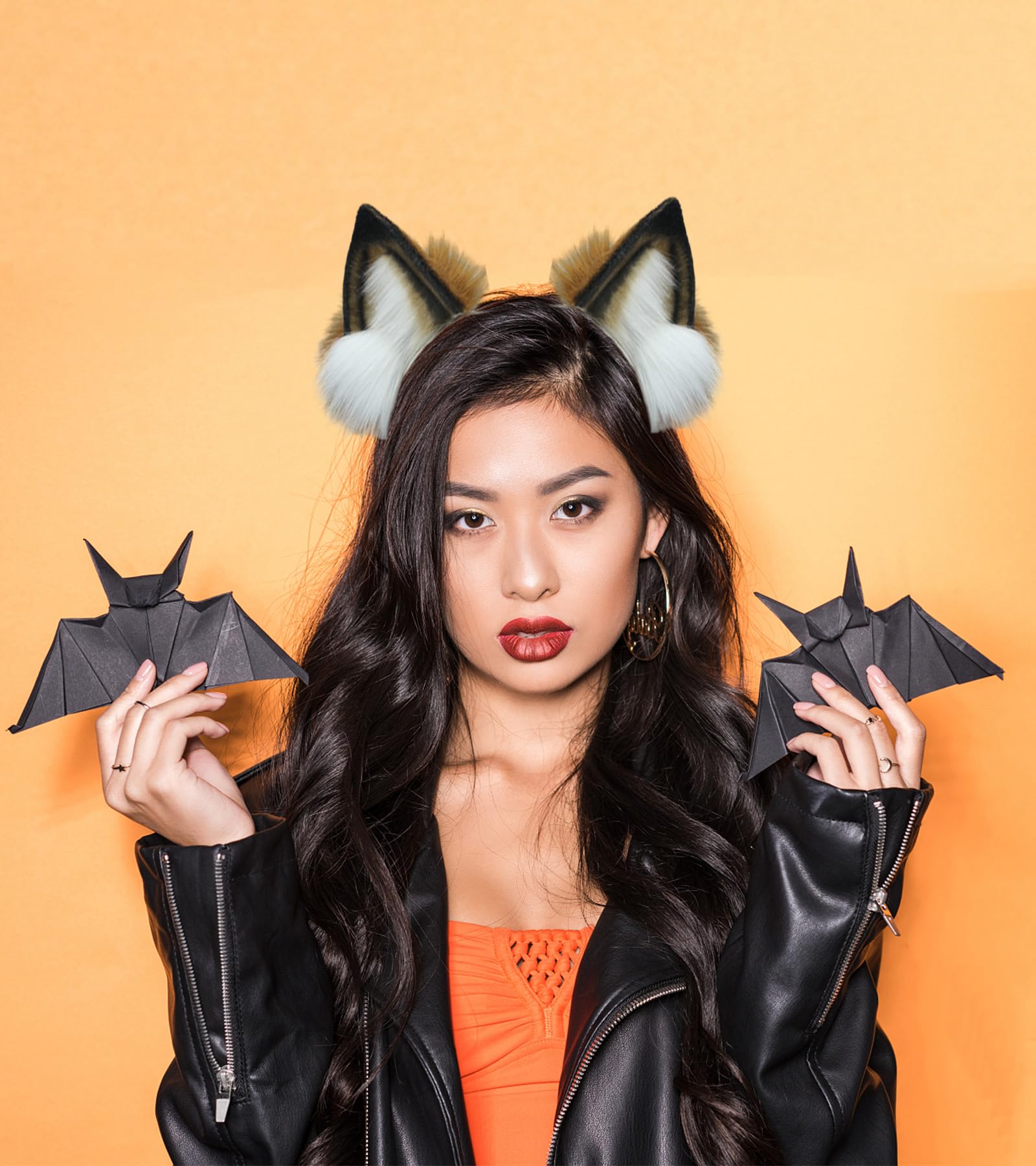 Diadema de orejas de gato de zorro, orejas de lobo, para Halloween, cosplay, Hairbnad hecha a mano, accesorios de cabeza de animal para mujeres y hombres