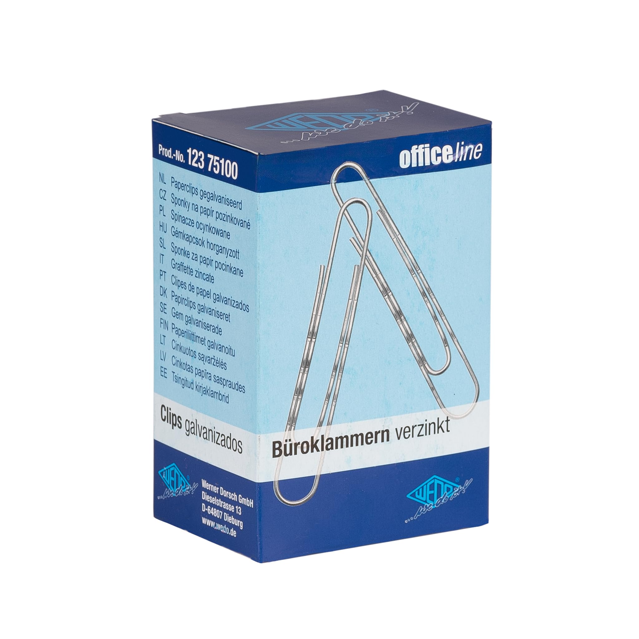 WEDO Paper Clips 77 mm Corrugated Pack of 100 Glossy Galvanised