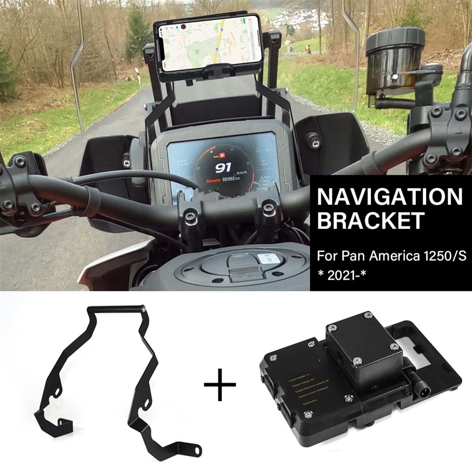 Staffa Navigazione GPS Per PAN Per AMERICA 1250 Per PANAMERICA 1250 Moto Piastra Navigazione GPS Staffa Parabrezza Supporto Telefono Mobile Telefono Basamento Supporto GPS Staffa ( Misurare : 22mm