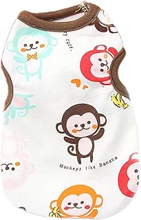 HRTTSY Small Dog Shirt Cute Puppy Cat T Shirt Clothes Soft Cotton Sleeveless Tee Shirts for Small Dogs Cats Spring Summer Doggy Vest Tee Shirt Chihuahua Yorkie Shih Tzu Pet Apparelsï¼ˆCoffee Monkey,XSï¼‰