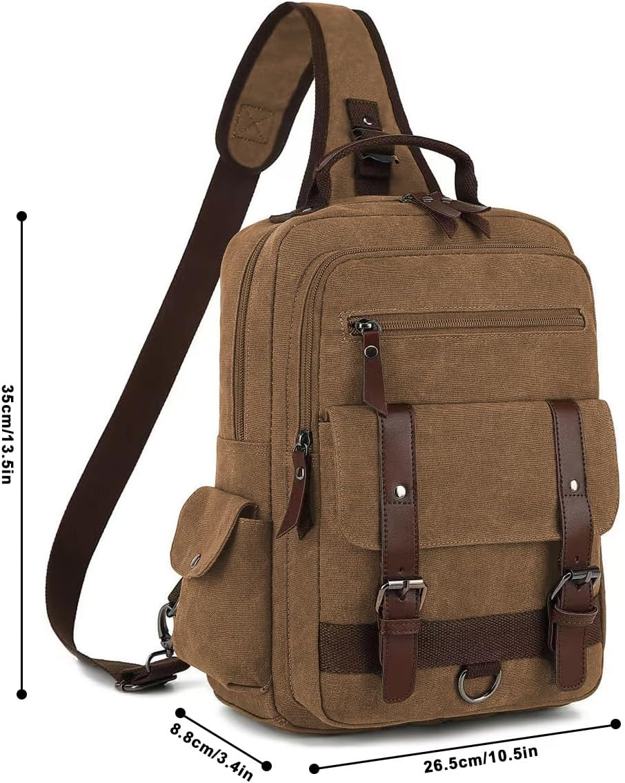 Vintage Messenger Bag, Canvas Backpack for Travel, Men's Shoulder Bag, Dual-use Bag for Hand Carry and Crossbody Carry - Image 4