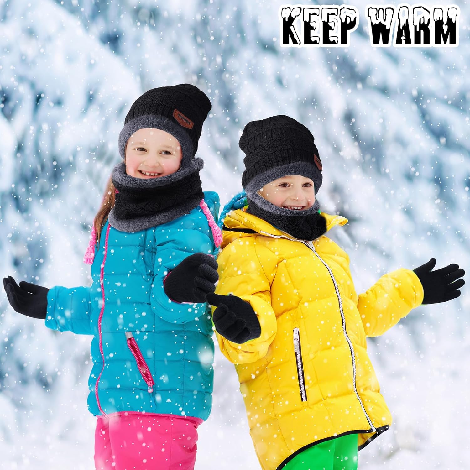 Liitrsh 24/48 Pcs Toddle Hat Scarf Glove Earmuffs for 2-8 Years Boy Girl, Winter Beanie Caps Gloves Mittens Earflaps - Image 5