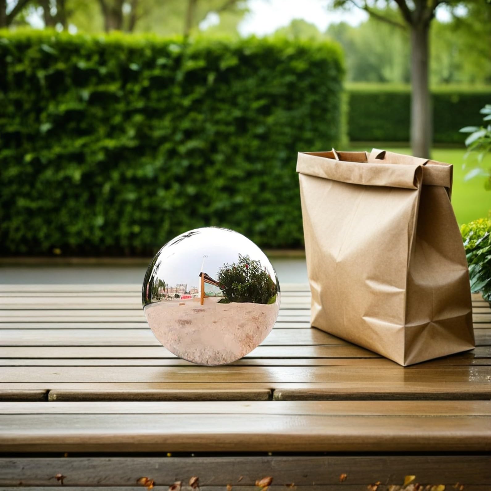 Hemobllo Sfera Decorativa da Giardino in Metallo Inossidabile Argento, Sfera Riflettente Lucida Resistente e Non Deformabile per Decorazione Esterni e Soggiorni