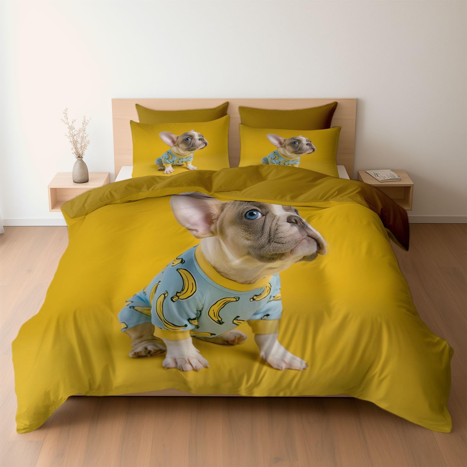 Housse de couette bouledogue 140x200 pour chambre enfant douillette