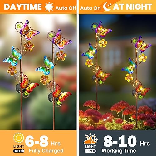 Miniatura 4 de NAN ZAI NAN FANG Luces solares de jardín, paquete de 2 luces solares de libélula al aire libre, decoración de jardín, impermeable, libélula luces