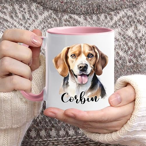Vista 90 de Taza de café con nombre personalizado de pastor alemán, 11 15 onzas, taza de cerámica blanca de pastor alemán personalizado, regalos para hombres