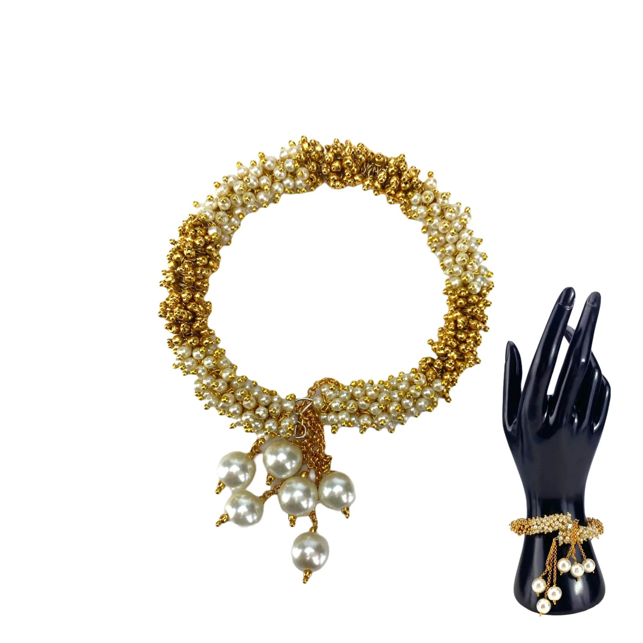 LOVENSPIRE Antique Adjustable Bracelet with Gold Plating Bangle Bracelets for Women Gold and Pearl Bracelet Indian Jewellary Indian Favor or Mothers