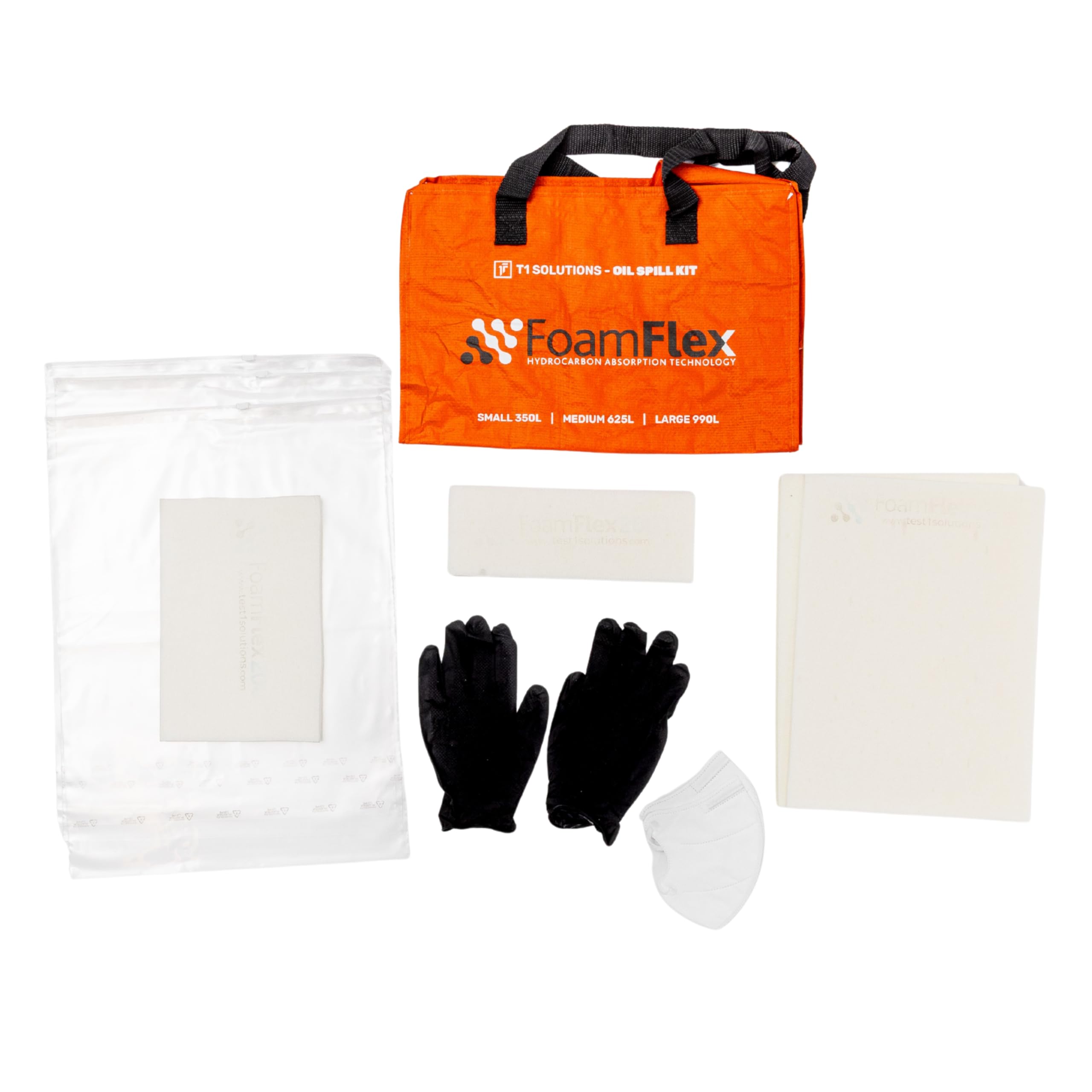 Spill Kit Small, con Spugne Oleoassorbenti e Idrorepellenti Riutilizzabili, Kit Completo per Sversamenti Olio e Liquidi Industriali, Capacità 350L