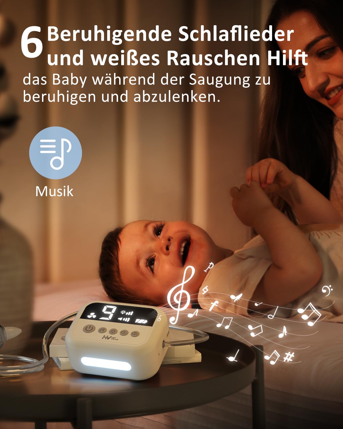Nasensauger Baby Elektrisch |Elektrischer Nasensauger für Babys 9 Saugstärken Nasensekretsauger Baby Staubsauger Wiederaufladbar Mit Licht und Beruhigender Musik Sicher Effizient Sanft 4
