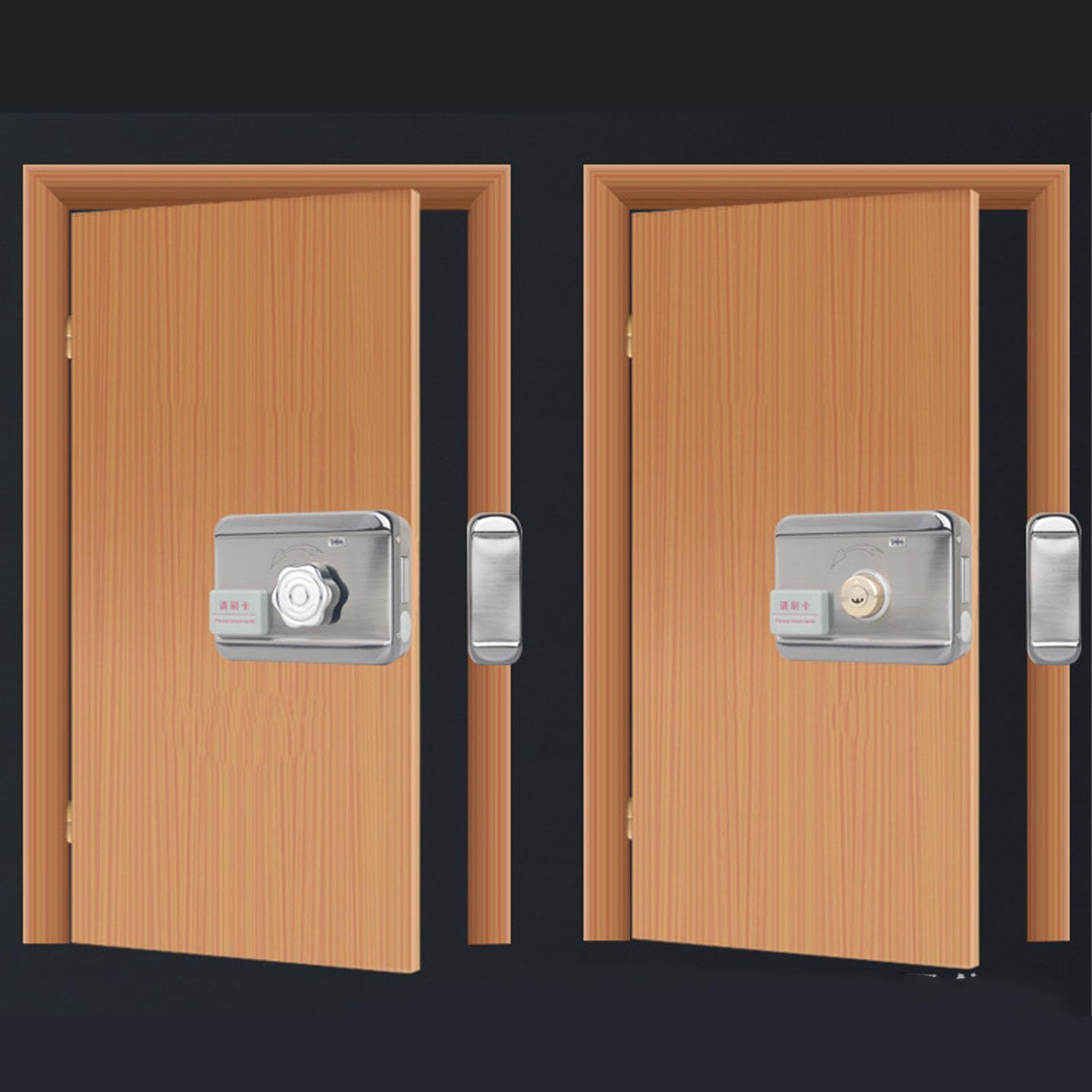 Cerradura Electrónica con Control Remoto, Cerradura de Puerta Inteligente Electrónica, Cerradura con Tarjeta de Identificación, Estructura Integrada, Sin Cableado, Doble Cabezal