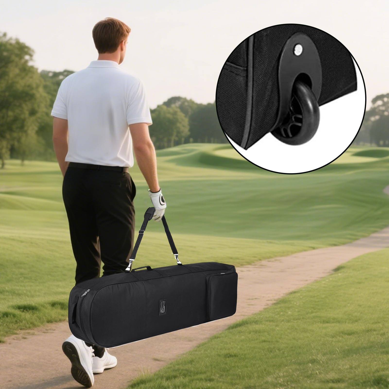 Torba podróżna na kije golfowe | Przenośna torba na akcesoria golfowe, pojemna torba na kółkach do podróży na siłownię kemping