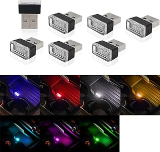 7 PCS USB LED Atmosphere Lights, Mini USB Light Interior Ambient Lighting Kit, Auto Interior Led Lights Decoration Universal (Multicolored)