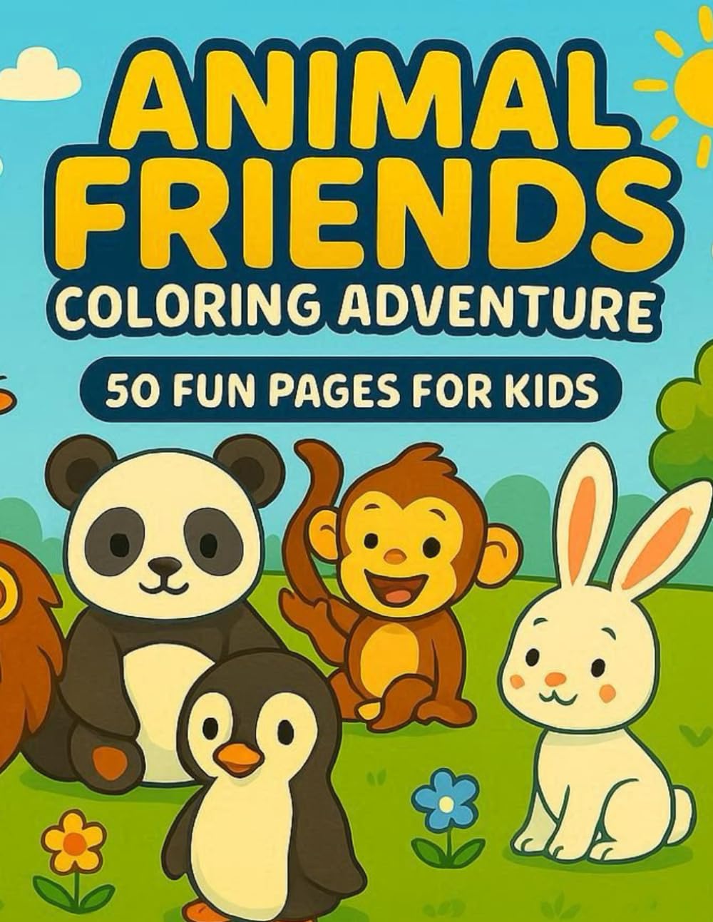 Animal friends: colouring adventure: 50 fun pages for kids