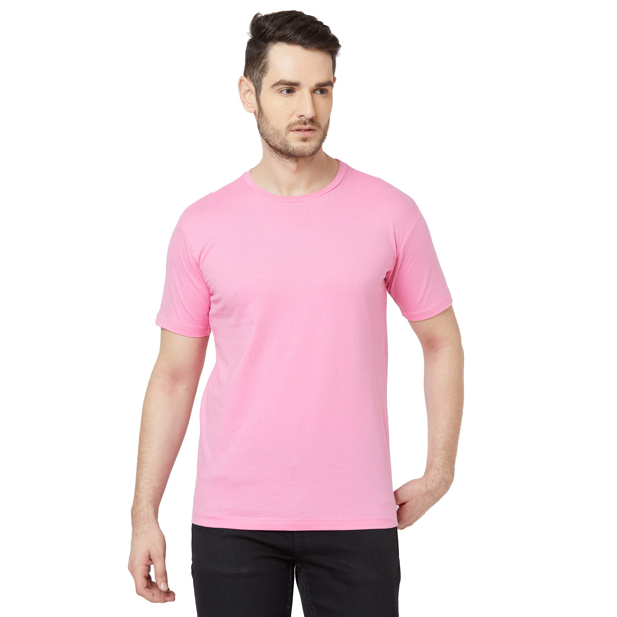Perfect PrintsSolid Men Salmon Pink T-Shirt