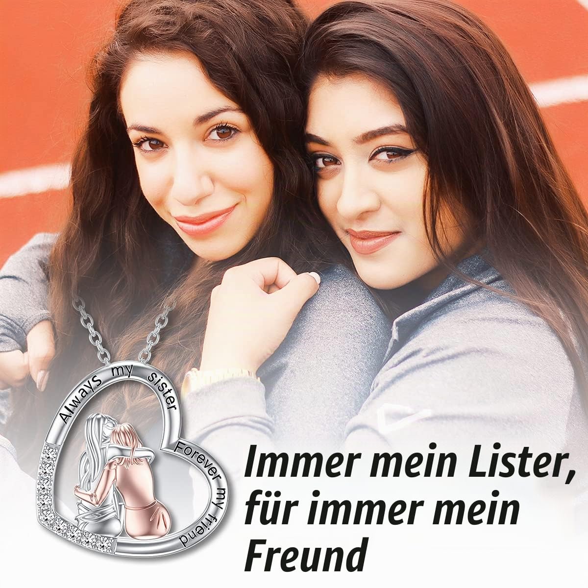TOUPOP Geschenk für Schwestern 925 Sterling Silber Schwester Kette 2/3 Schwestern Anhänger Schmuck für Schwester Mama Damen Freundin Tochter Geburtstag Weihnachtstag