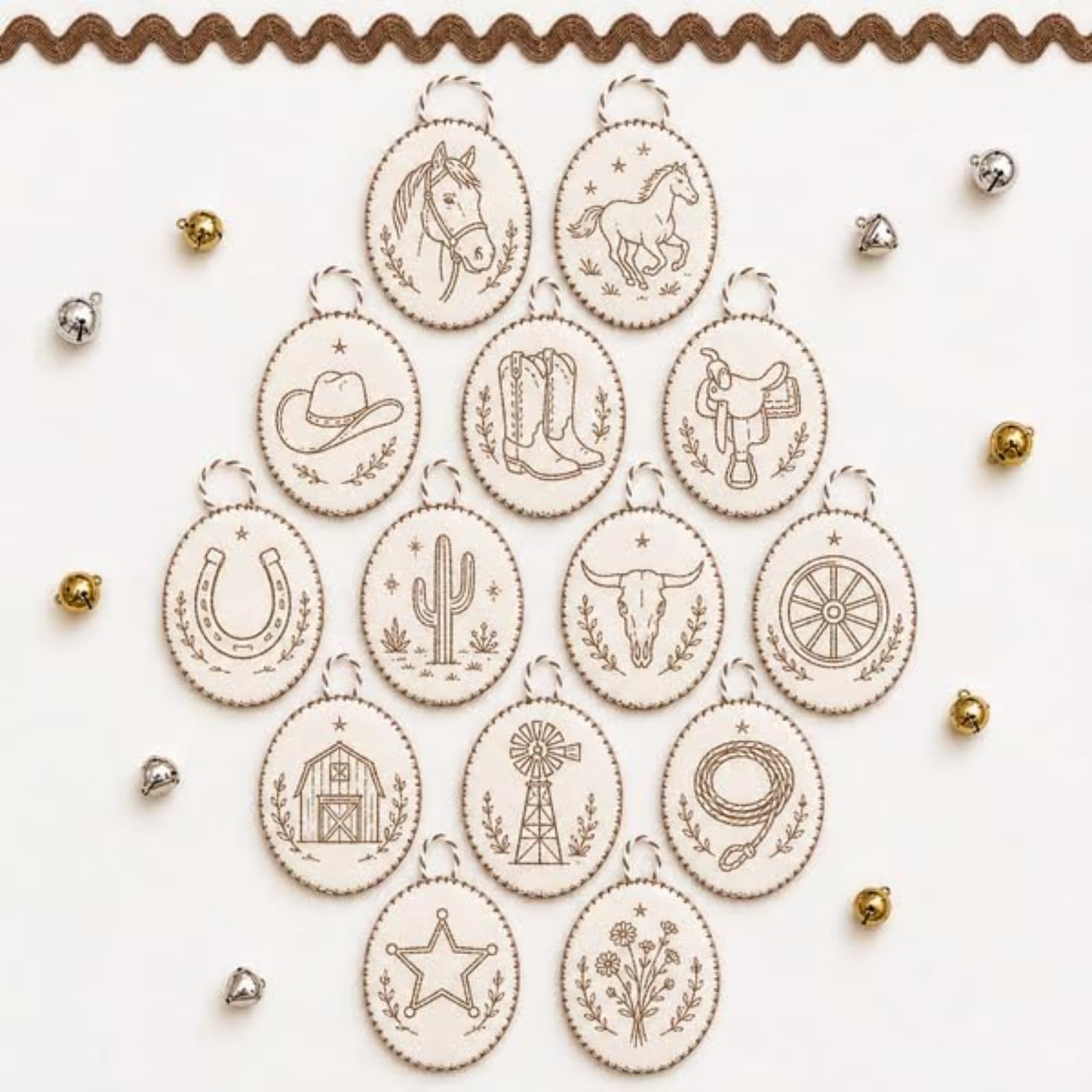 yiokeo Beginner-Friendly DIY Heirloom Oval Embroidery Ornament Kit Collection, Hand Embroidery Christmas Ornaments Kit with Tools & Guide, for Holiday Decor or Gifts (Style C)