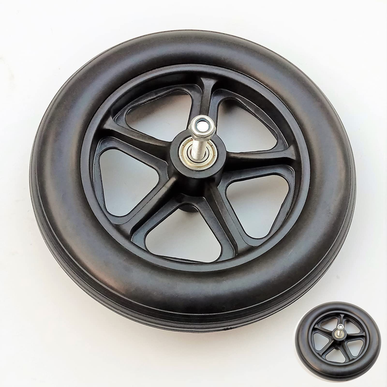 Ruedas de repuesto para andador, ruedas de goma sólida con rodamientos, accesorios para ruedas de silla de ruedas, eje 5/16, compatibles con varios modelos de Walker