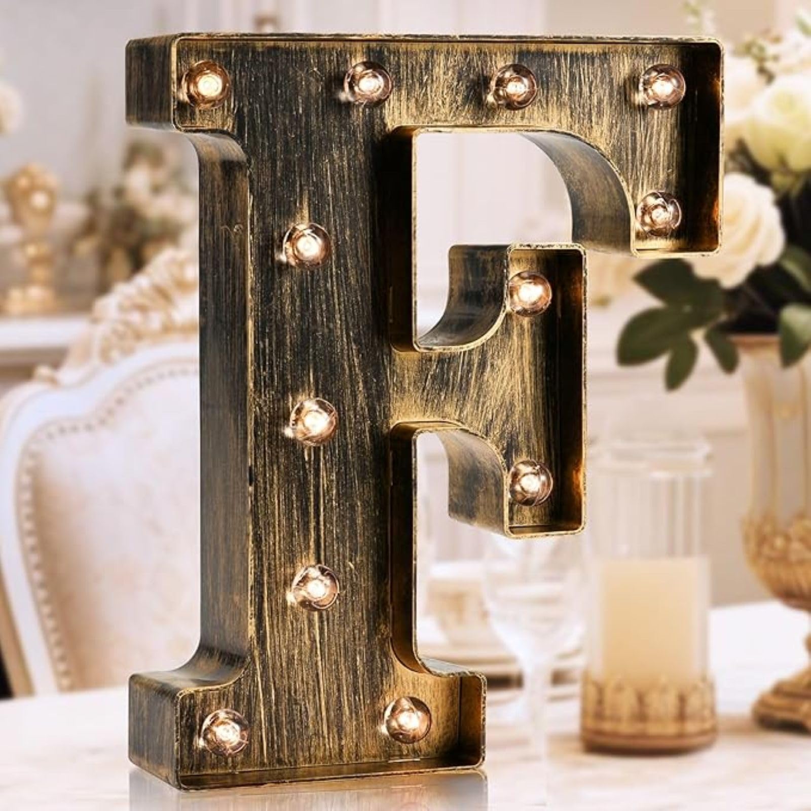 Jemnpela LED Marquee Letter Number Sign Lights Glitter Light Up Alphabet Figure Night Light for Birthday Party Wedding Home Bar Holiday Wall Decoration