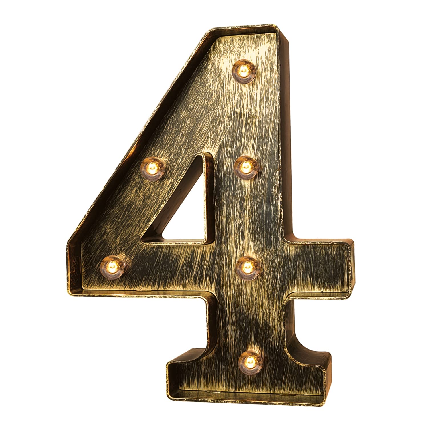 Golden Black Led Marquee Letter - Industrial, Vintage Style Number Sign for Cafe-(4)