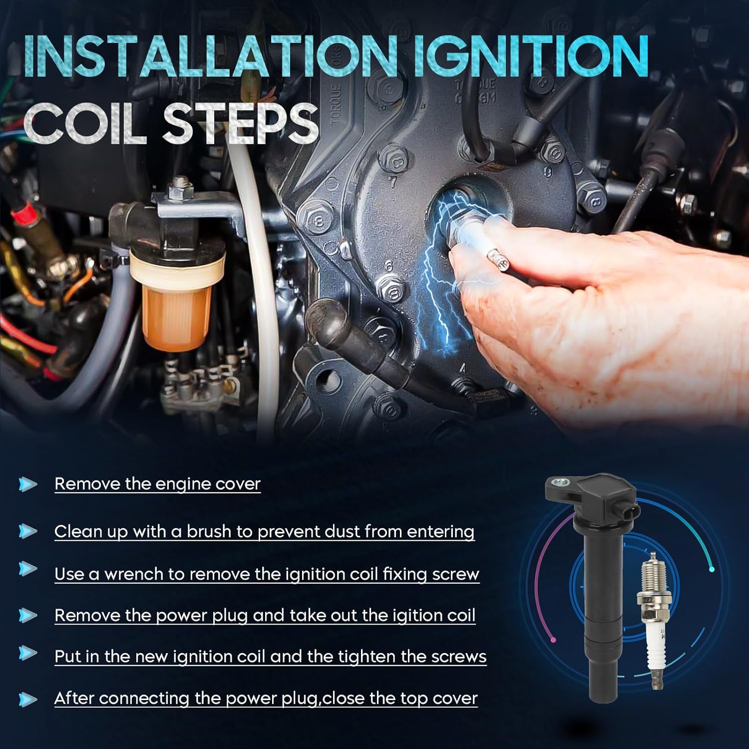 4PCS Ignition Coil Pack with 4PCS Iridium Spark Plug Compatible with Hyundai Accent 2006 2007 2008 2009 2010 2011, for Kia Rio Rio5 1.6L, Replacement for UF499 C1543